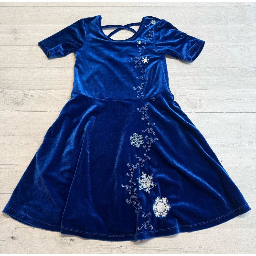 Princess Awesome country bright blue velour snowflake dress size 6‎